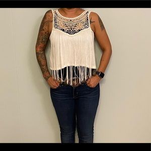 Fringe front crop top